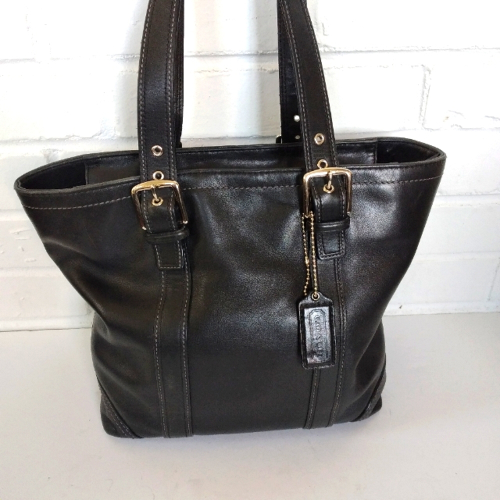 Coach black leather bag